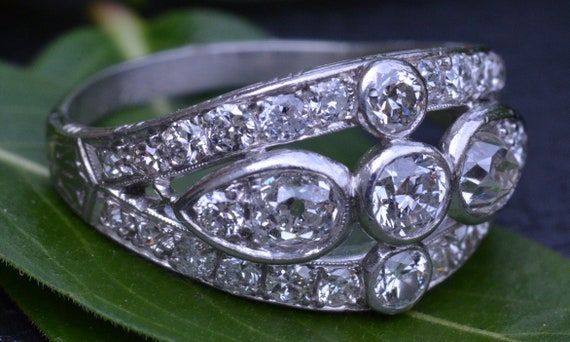 Edwardian Era Chunky Diamond East To West Ring - image 1