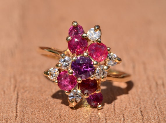 Bubblegum Ruby & Diamond Cocktail Ring - image 7