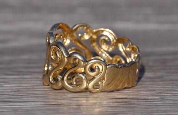 Yellow Gold Scrolled Cocktail Ring - image 3