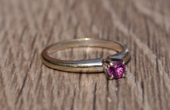 Vintage No Heat Pink Sapphire Solitaire Promise R… - image 4