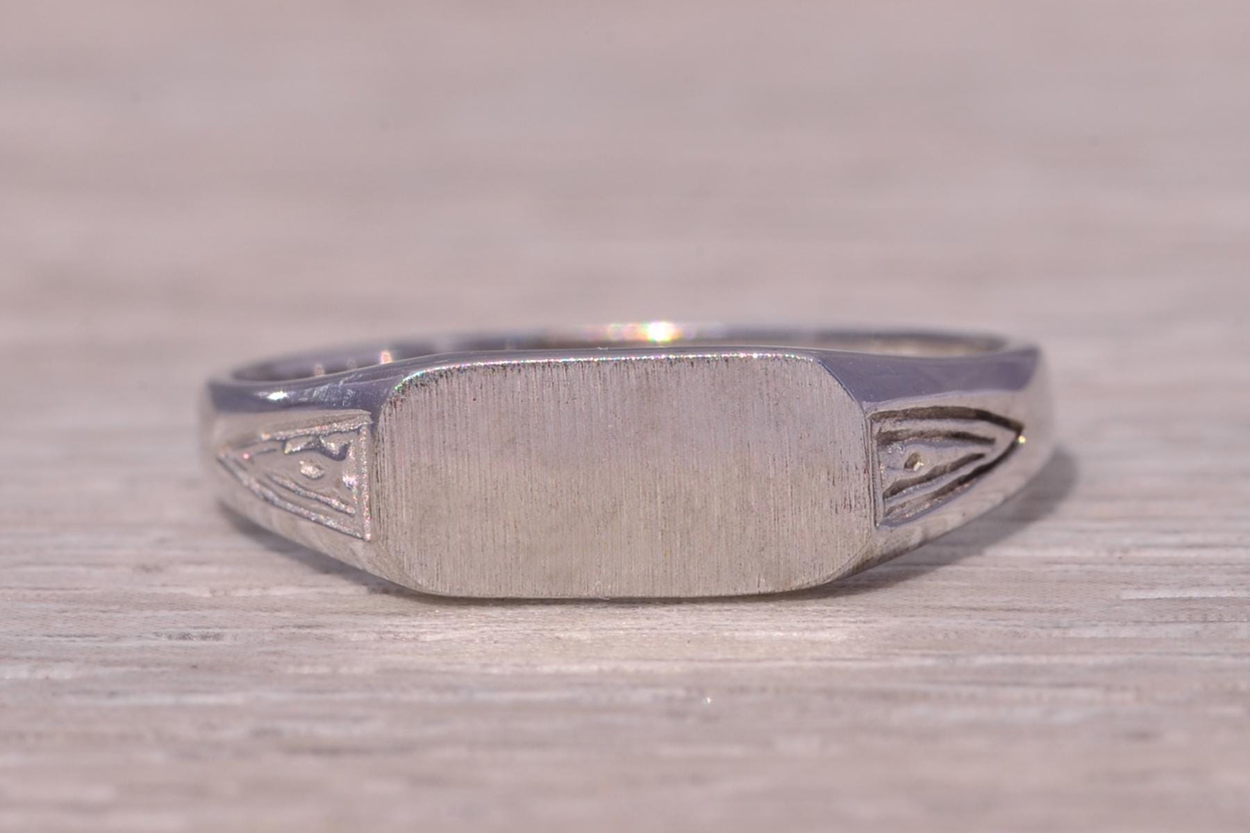 Rectangular Signet Ring in White Gold - Etsy