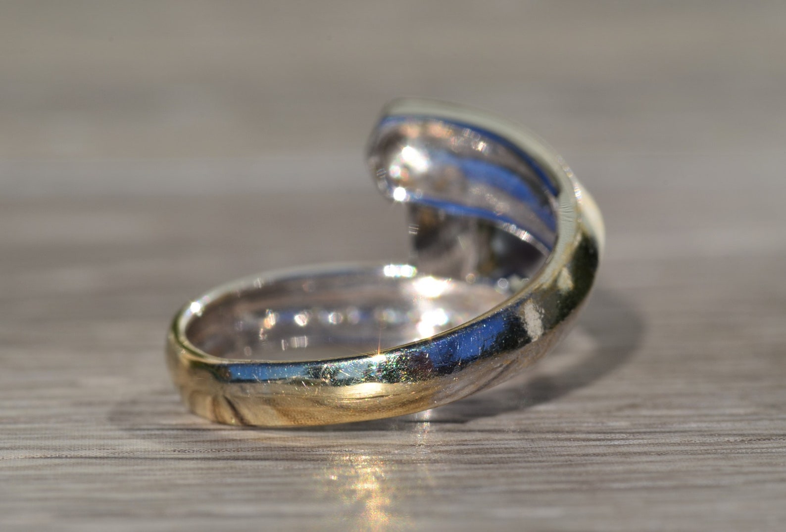 Ladies 14K Gold Bypass Style Ring Set With Black Pearl and Etsy