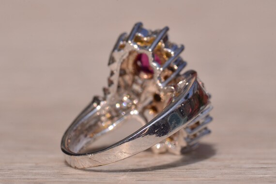 Natural Double Ruby Bypass Ring with Diamonds - image 4