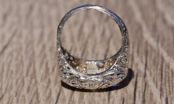 Sapphire and Diamond Filigree Three Stone Ring - image 7