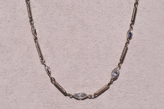 Antique White Gold Necklace set with 3.25 Carats … - image 1
