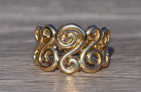 Yellow Gold Scrolled Cocktail Ring - image 1