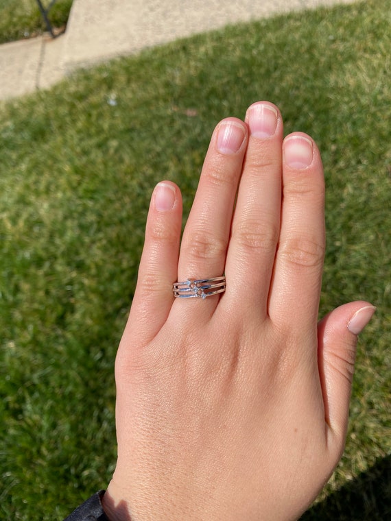 Stack-able Three row Diamond Ring - image 5