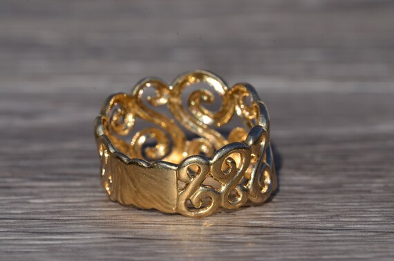 Yellow Gold Scrolled Cocktail Ring - image 4