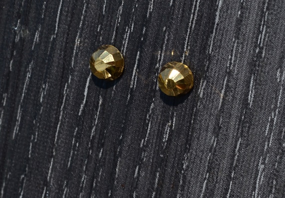 22 Karat Faceted Gold Stud Earrings - image 2