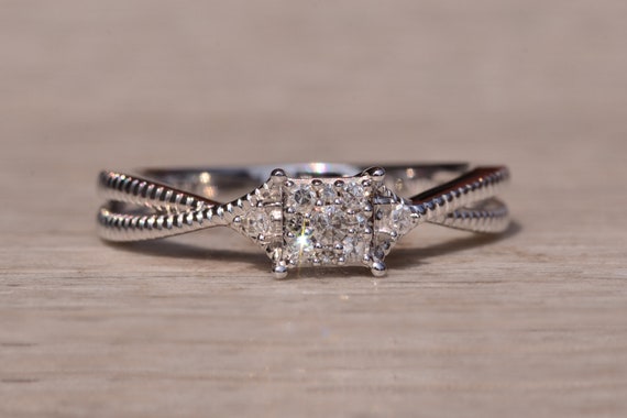White Gold Promise Ring set with Natural Diamonds - image 6