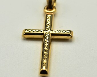 1 Inch 14K Yellow Gold Cross Pendant