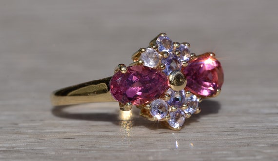 Ladies 14K Tourmaline and Tanzanite Cocktail Ring - image 5