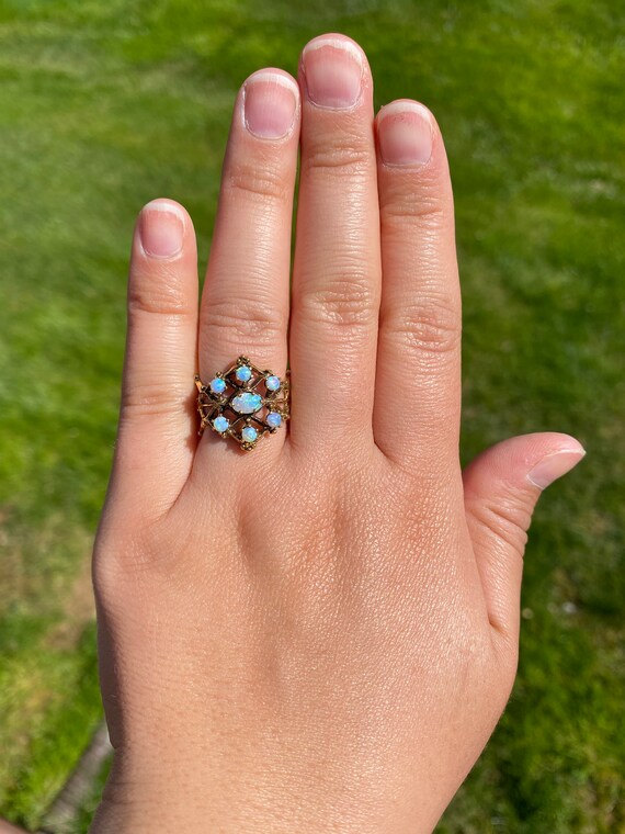 Six Stone Opal Brutalist Ring set with Opals - image 8