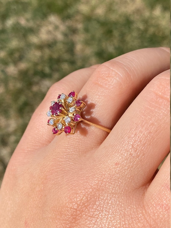 Ruby Cocktail Ring with Diamonds - image 7