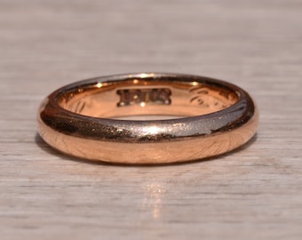Antique Rose Gold High Dome Wedding Band Circa 1916
