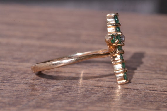 Emerald & Diamond Cross Ring - image 3