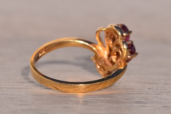 Ruby and Natural Diamond Flare Ring in Yellow Gold - image 4