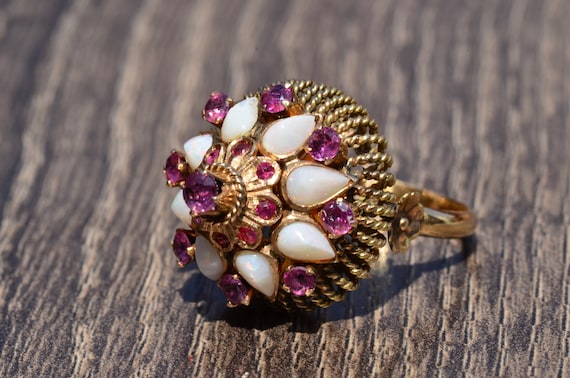 Signed Ruby and Opal Princess Ring - image 6