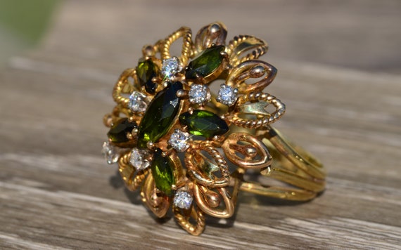 Vintage Tourmaline and Diamond Ring - image 3