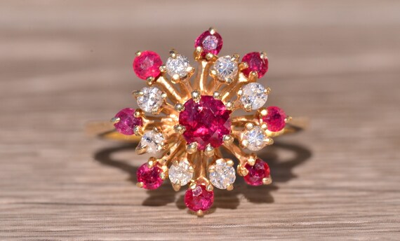 Ruby Cocktail Ring with Diamonds - image 5