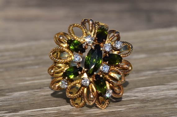 Vintage Tourmaline and Diamond Ring - image 1