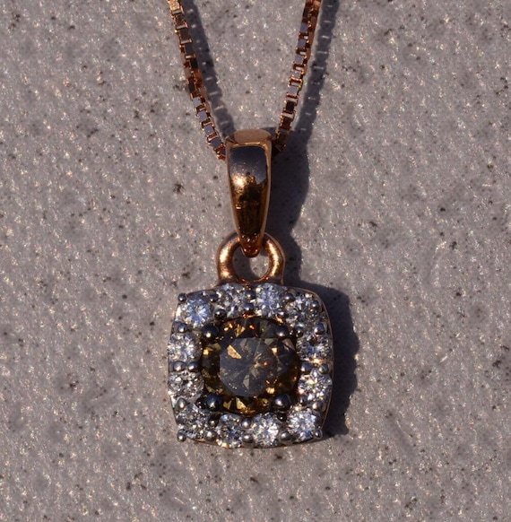 Halo Set Chocolate Diamond Necklace in 