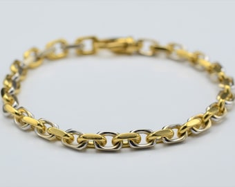 Gentleman's 18K Two Tone Handmade Cable Bracelet