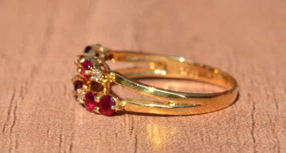 Stackable Ruby and Diamond Modernist Double Band - image 3