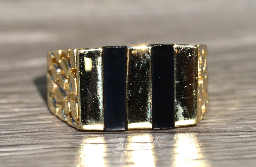 Buy Men's 14K Gold and Onyx Nugget Style Cocktail Ring Online in