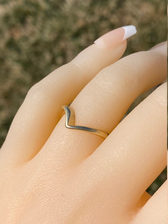 Simple Yellow Gold Stackable Wave Ring - image 8