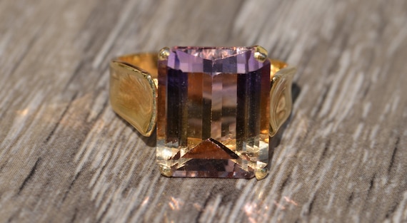 Emerald Cut Ametrine Ring