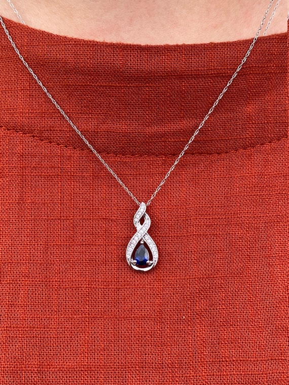 Sapphire and Diamond Necklace in White Gold set w… - image 3