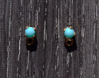Yellow Gold Turquoise Studs