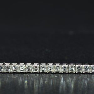 White gold Square Emerald Cut Diamond Bracelet set with 15.72 carats of Asscher Cut Diamonds image 7