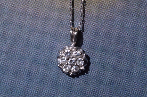 14 Karat White Gold and Diamond Flower Necklace - image 1