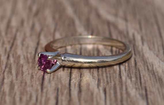 Vintage No Heat Pink Sapphire Solitaire Promise R… - image 2