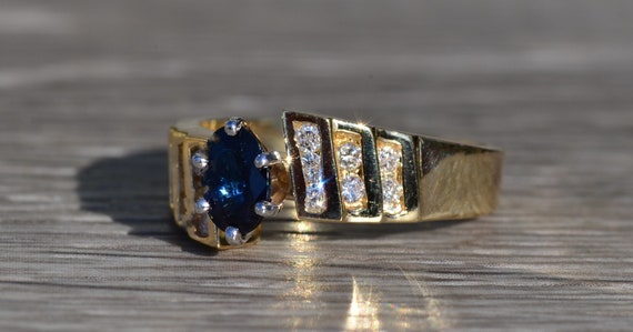Ladies 14K Gold Sapphire and Diamond Ring - image 2