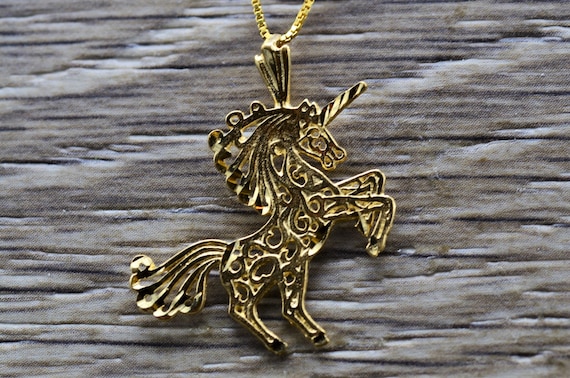 Solid gold unicorn pendant deals
