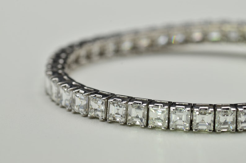 White gold Square Emerald Cut Diamond Bracelet set with 15.72 carats of Asscher Cut Diamonds image 1