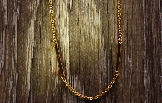 Vintage Yellow Gold Bar Station Chain 
