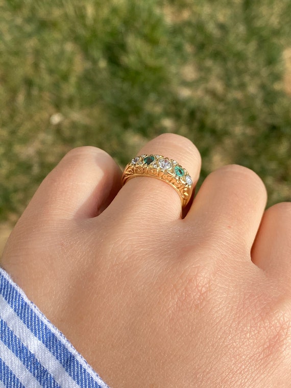 Antique Emerald and Diamond Band - image 10