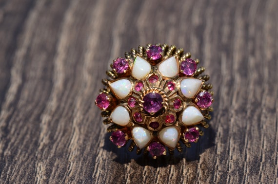 Signed Ruby and Opal Princess Ring - image 7