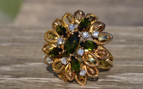 Vintage Tourmaline and Diamond Ring - image 2