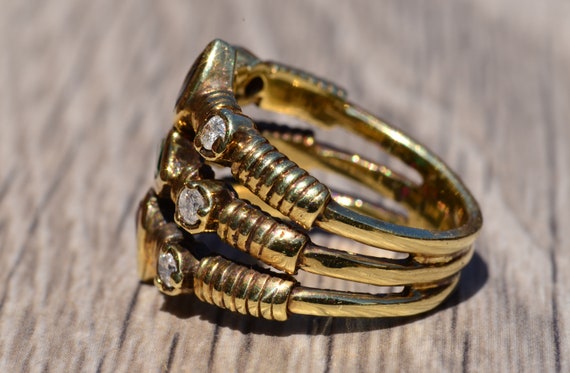 Tri-row Stack-able Modernist Style Statement Ring - image 5