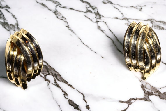 Yellow Gold Layered Ear Clips - image 4