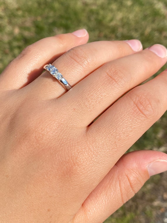 Three Stone Natural Diamond Ring in White Gold - image 8