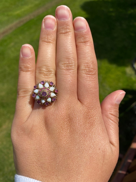 Signed Ruby and Opal Princess Ring - image 8