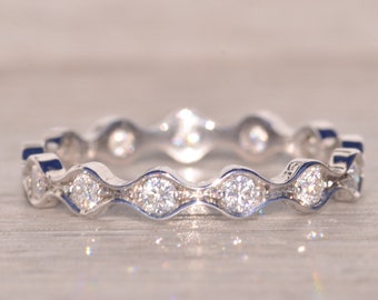 Designer Signed White Gold Diamond Station Band