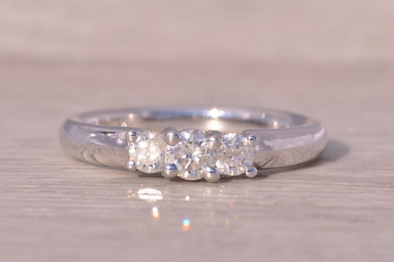 Three Stone Natural Diamond Ring in White Gold - image 6