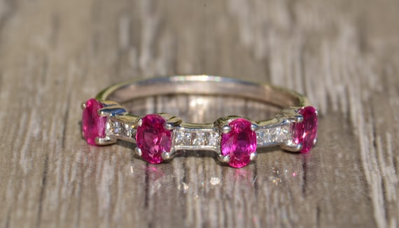 Stackable Pink Sapphire and Diamond Ring - image 1